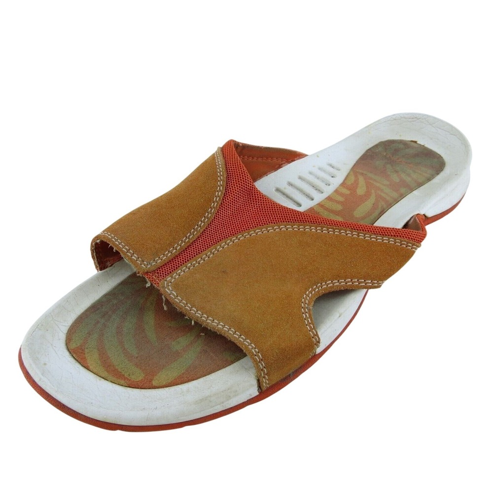 Lands End Women‎ Slide Shoes  Orange Leather Slip On Size 10 Medium (B, M)